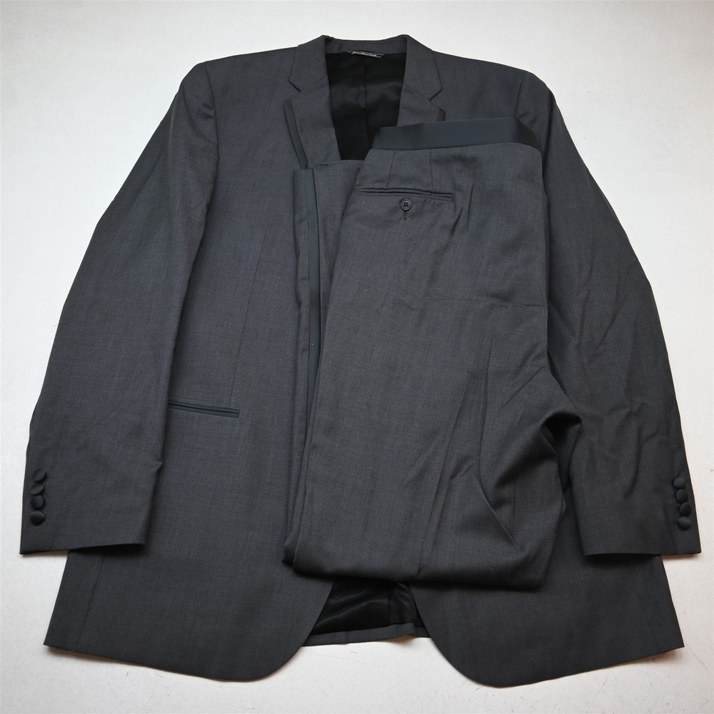 Black Vera Wang 46L 40x36 Gray 100% Wool Namur Mens Jacket Pants Tuxedo